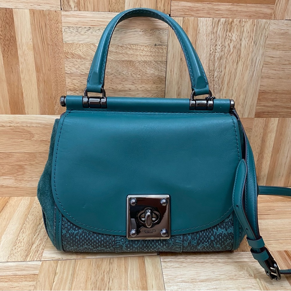 COACH 12086 Green Drifter Snakeskin Top Handle Crossbody Shoulder Bag - Picture 2 of 16